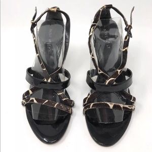 NINE WEST Calf Leather Sandals Heel Shoes Ankle